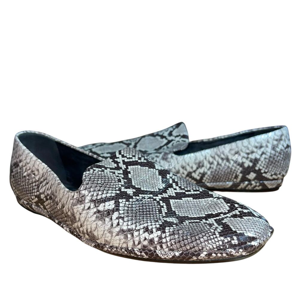 Vince Snakeskin Loafer Flats Paz Leather